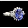 Image 1 : 4.92 ctw Sapphire and Diamond Ring - Platinum