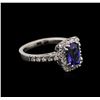 Image 1 : 1.58 ctw Tanzanite and Diamond Ring - 14KT White Gold