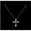 Image 1 : 0.71 ctw Diamond Cross Pendant With Chain - 14KT White Gold