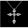 Image 2 : 0.71 ctw Diamond Cross Pendant With Chain - 14KT White Gold