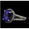 Image 1 : 8.24 ctw Tanzanite and Diamond Ring - 14KT White Gold