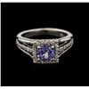 Image 2 : 1.10 ctw Tanzanite and Diamond Ring - 14KT White Gold