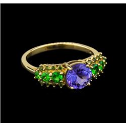 14KT Yellow Gold 1.37 ctw Tanzanite and Garnet Ring