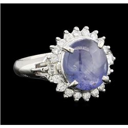 5.33 ctw Star Sapphire and Diamond Ring - Platinum