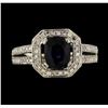 Image 2 : 1.44 ctw Sapphire and Diamond Ring - 14KT White Gold