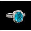 Image 1 : 3.04 ctw Apatite and Diamond Ring - 14KT White Gold