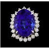 Image 2 : GIA Cert 22.45 ctw Tanzanite and Diamond Ring - 14KT White Gold