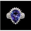 Image 2 : 14KT White Gold 7.39 ctw Tanzanite and Diamond Ring