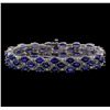 Image 1 : 14KT White Gold 32.00 ctw Sapphire and Diamond Bracelet