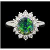 Image 2 : 0.82 ctw Black Opal and Diamond Ring - Platinum