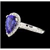 Image 1 : 1.72 ctw Tanzanite and Diamond Ring - 14KT White Gold