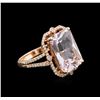 Image 1 : 14KT Rose Gold 9.78 ctw Kunzite and Diamond Ring