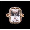 Image 2 : 14KT Rose Gold 9.78 ctw Kunzite and Diamond Ring