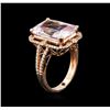 Image 3 : 14KT Rose Gold 9.78 ctw Kunzite and Diamond Ring