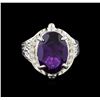 Image 2 : 4.72 ctw Amethyst and Diamond Ring - 14KT White Gold