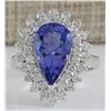 Image 1 : 5.73CTW Natural Blue Tanzanite And Diamond Ring In 14K White Gold