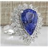 Image 2 : 5.73CTW Natural Blue Tanzanite And Diamond Ring In 14K White Gold
