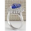 Image 3 : 5.73CTW Natural Blue Tanzanite And Diamond Ring In 14K White Gold