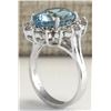 Image 3 : 6.96CTW Natural Aquamarine And Diamond Ring In 14K Solid White Gold