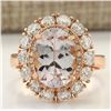 Image 1 : 5.48 CTW Natural Morganite And Diamond Ring 14k Solid Rose Gold
