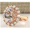 Image 2 : 5.48 CTW Natural Morganite And Diamond Ring 14k Solid Rose Gold
