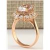 Image 3 : 5.48 CTW Natural Morganite And Diamond Ring 14k Solid Rose Gold