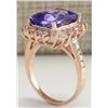 Image 3 : 6.89CTW Natural Blue Tanzanite And Diamond Ring 14K Solid Rose Gold