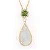 Image 1 : 8.39 CTW Natural Opal Tsavorite Diamond Pendant In 14k Solid Yellow Gold