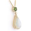 Image 2 : 8.39 CTW Natural Opal Tsavorite Diamond Pendant In 14k Solid Yellow Gold