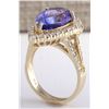 Image 3 : 8.16CTW Natural Blue Tanzanite And Diamond Ring 14K Solid Yellow Gold