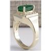 Image 3 : 3.16CTW Natural Emerald And Diamond Ring 14K Solid Yellow Gold