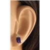 Image 3 : 2.66 CTW Natural Amethyst And Diamond Earrings 14k Solid Yellow Gold