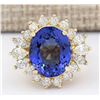Image 1 : 10.64 CTW Natural Tanzanite And Diamond Ring In 14k Yellow Gold