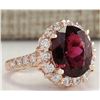 Image 2 : 5.50CTW Natural Red Tourmaline And Diamond Ring 14K Solid Rose Gold