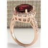 Image 3 : 5.50CTW Natural Red Tourmaline And Diamond Ring 14K Solid Rose Gold