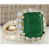 Image 2 : 7.49CTW Natural Colombian Emerald And Diamond Ring In 14K Yellow Gold