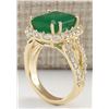 Image 3 : 7.49CTW Natural Colombian Emerald And Diamond Ring In 14K Yellow Gold