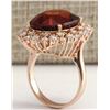 Image 3 : 17.99CTW Natural Hessonite Garnet And Diamond Ring 14K Solid Rose Gold