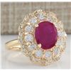 Image 2 : 4.05CTW Natural Ruby And Diamond Ring In 14K Yellow Gold