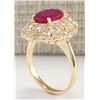 Image 3 : 4.05CTW Natural Ruby And Diamond Ring In 14K Yellow Gold