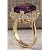Image 3 : 6.53CTW Natural Amethyst And Diamond Ring In 14K Solid Yellow Gold