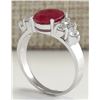 Image 3 : 2.90CTW Natural Red Ruby And Diamond Ring 14K Solid White Gold