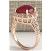Image 3 : 5.42CTW Natural Ruby Cabochon And Diamond Ring 14K Solid Rose Gold