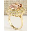 Image 3 : 8.70 CTW Natural Morganite And Diamond Ring In 14k Solid Yellow Gold
