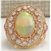 Image 1 : 7.71 CTW Natural Opal And Diamond Ring In 14k Solid Yellow Gold