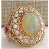 Image 3 : 7.71 CTW Natural Opal And Diamond Ring In 14k Solid Yellow Gold