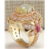 Image 4 : 7.71 CTW Natural Opal And Diamond Ring In 14k Solid Yellow Gold