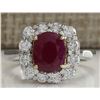 Image 1 : 3.47CTW Natural Ruby And Diamond Ring 14K Solid White Gold