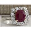 Image 2 : 3.47CTW Natural Ruby And Diamond Ring 14K Solid White Gold