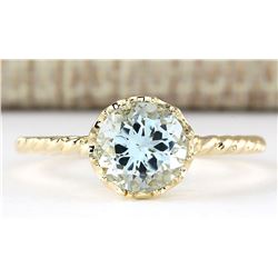 1.50 CTW Natural Aquamarine Ring In 14k Yellow Gold